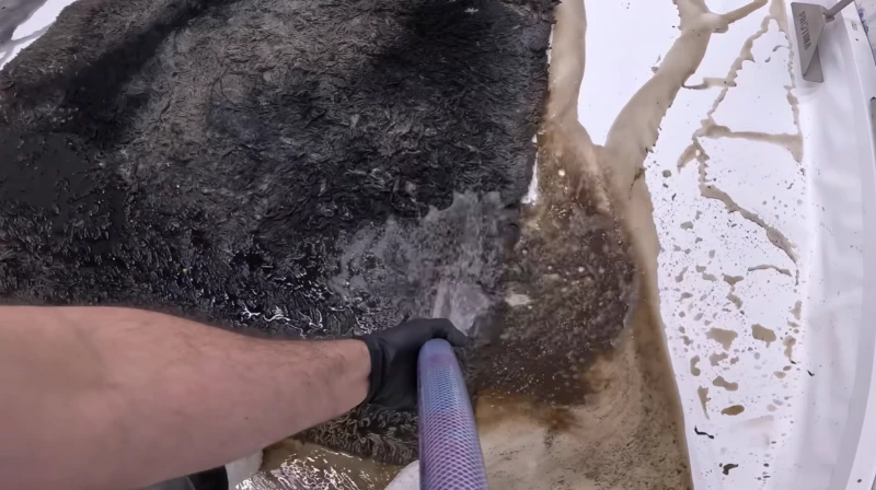 Carpet showing signs of wildfire smoke odor exposure