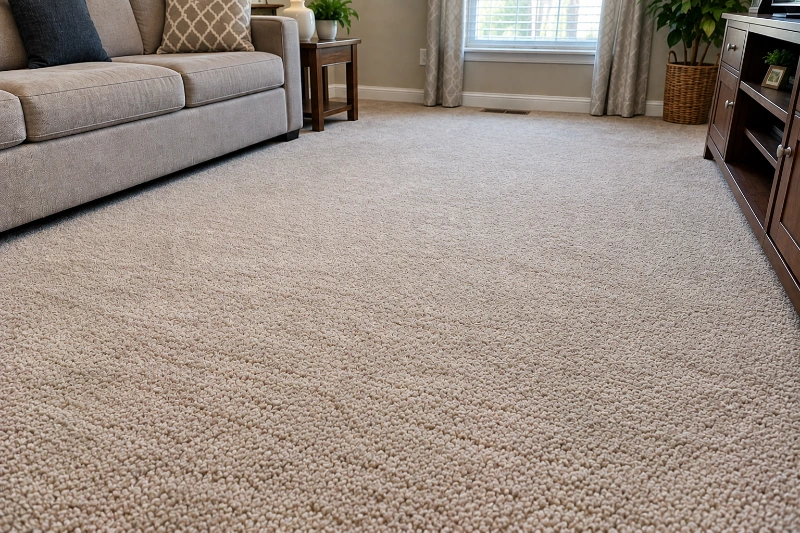 Clean beige carpet after pet stain and odor treatment